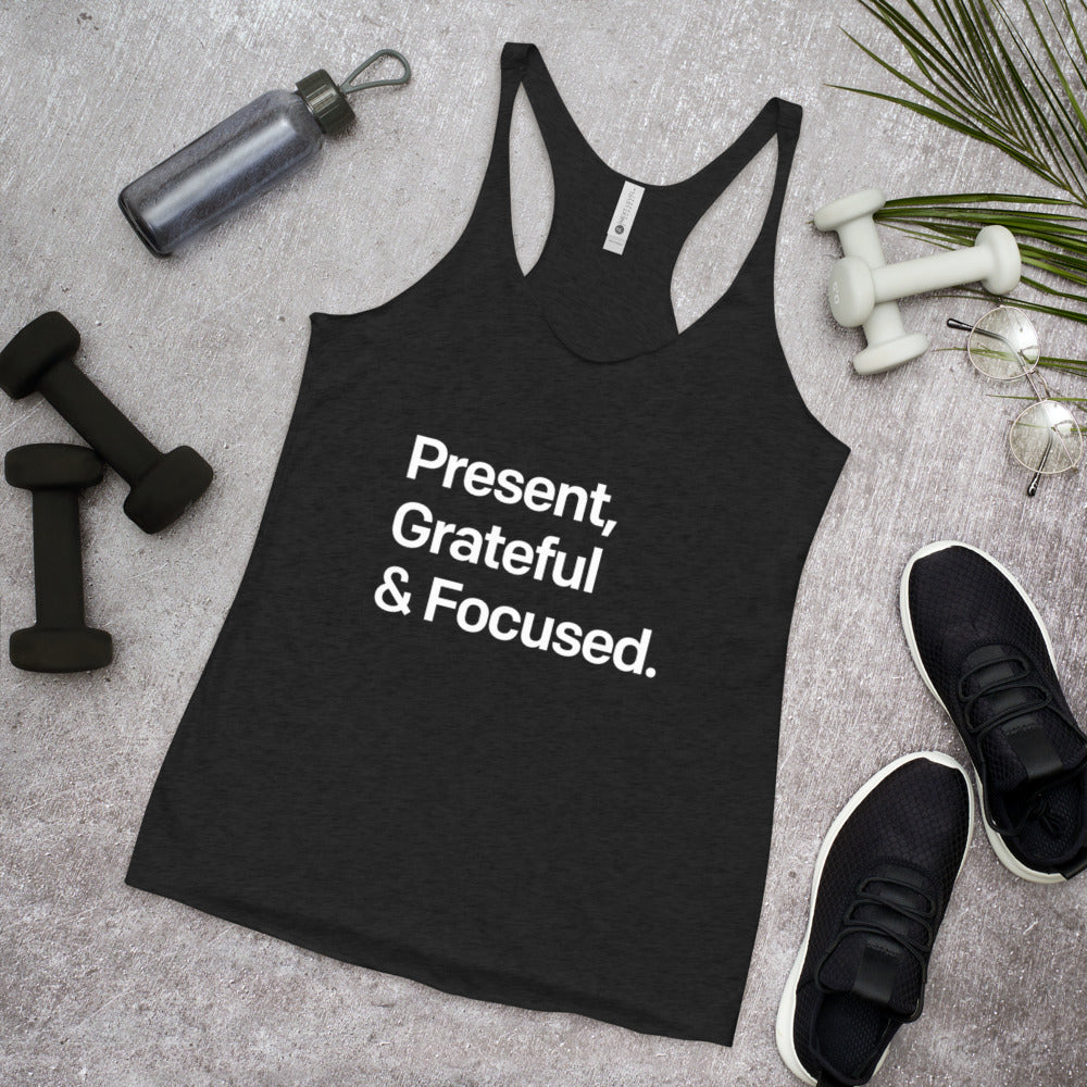 
                
                    Load image into Gallery viewer, Present, Grateful &amp;amp; Focused Tank Top
                
            